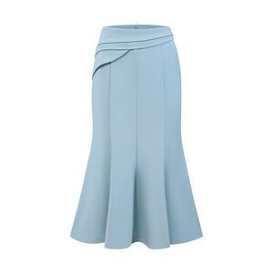 Midi Mermaid Skirt Work High Elastic Waisted Fishtails Skirts Blue